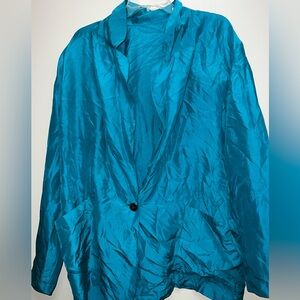Women's Teal Jacket vintage 16 silk 90s
